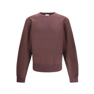 Saint Laurent Cassandre Geborduurde Sweater - Heren - Sweatshirts - Bruin - L - Katoen - Hoodies & sweatvesten
