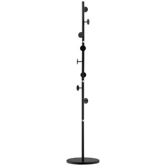 HOMCOM Steel Coat Stand Rack Marble Base 8 Hook for Living Room Entryway,Black | TJ Hughes Black