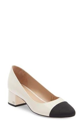 Stuart Weitzman Gabby Block Heel Pump in Chalk/Black at Nordstrom Rack, Size 11.5
