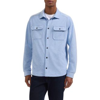 Bugatchi Soft Touch Snap-Up Shirt in Air Blue at Nordstrom, Size Xx-Large