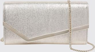 Jimmy Choo London Wallet on chain Emmie in tessuto lam&eacute; con tracolla amovibile