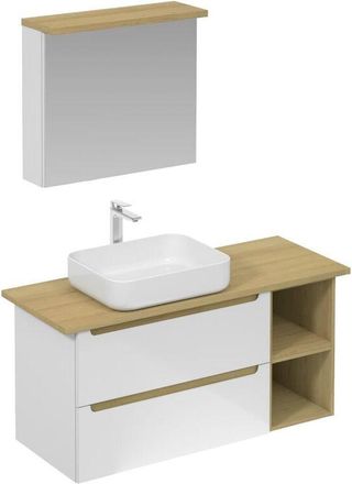 Puma Naturel - Conjunto De Mueble De Ba&ntilde;o Con Lavabo, Incluye Mezclador De Lavabo, Ca&ntilde;o Y Sif&oacute;n Stilla, Blanco Brillante (ksetstilla001