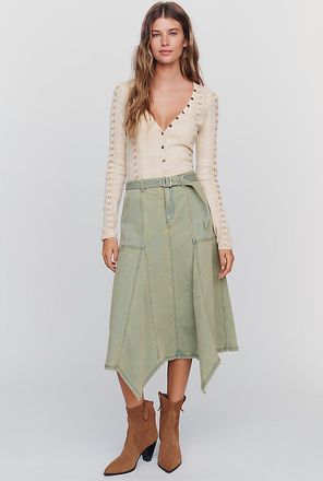 Pilcro Asymmetric Denim Skirt