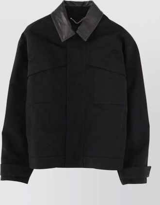 Golden Goose boxy coat with leather collar and pockets