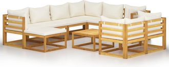 vidaXL Muebles De Jard&iacute;n 10 Pzas Cojines Crema Madera Maciza Acacia Vidaxl
