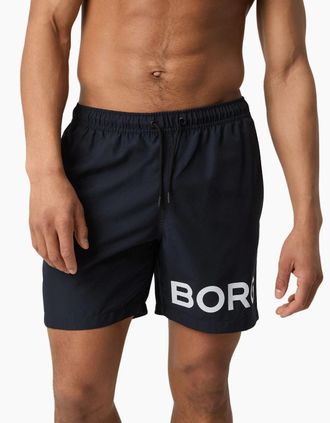 Bj&ouml;rn Borg Mens Borg Logo Swim Shorts, Nightsky - Black/Black - Size: 35/34/32