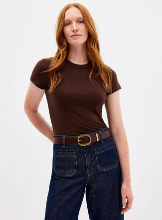 Contemporaine Womens Plain fitted crew-neck T-shirt