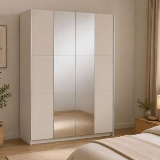 Dmora Guardarropa 2 Puertas Lesesa, Armario Dormitorio Perchero, 5 Estantes, 7 Compartimentos, 150x218h Cm Beige Cashmere