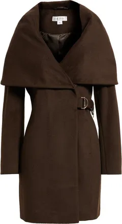 Via Spiga Hooded Wool Blend Belted Coat in Chocolate at Nordstrom, Size X-Small