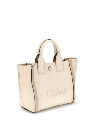 Chlo&eacute; Womens Carry Tote Bag Blushy Beige Cotton Handbags Hand