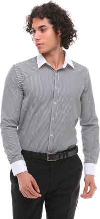 TruClothing Black Button Down Stripe Dress Shirt With Classic Collar