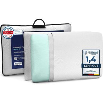 ZenPur ZenPur Cuscino Memory Foam Ortopedico, 60 x 40 x 13 cm, 2 pacchi, Ergonomico, Antibatterico con Fodera in Fibra di bamb&ugrave; - Ideale per Dolori