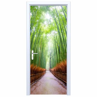 OEM Adhesivo De Tela Para Puerta Con Dise&ntilde;o De Sendero De Bosque De Bamb&uacute; 544pd