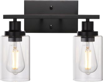 OEM Espejo De Ba&ntilde;o Y L&aacute;mpara Frontal 2 En 1, Negro/claro, Estilo Industrial Vintage, Para Montaje En Pared Con Pantalla De Cristal Transparente