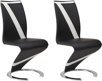 Vente-Unique Conjunto de 2 sillas TWIZY - Piel sint&eacute;tica - Negro con borde blanco