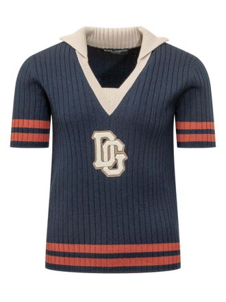 Dolce & Gabbana Navy V Neck Sweater