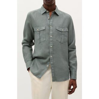 Scalpers Country Linen Pockets Shirt in Green at Nordstrom, Size 41 Eu