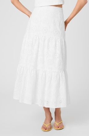French Connection Floral Eyelet Cotton Maxi Skirt in Summer White at Nordstrom, Size X-Small