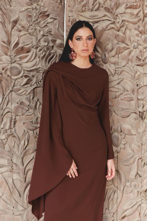 Trendyol Modest Dames Bordeaux Effen Maxi Lang Stijlvol/Avond Recht Modest Avond Jurken