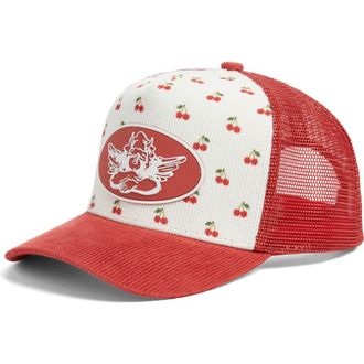 Boys Lie Know How To Pick Em Corduroy Trucker Hat in Red at Nordstrom