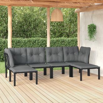 vidaXL Juego De Muebles De Jard&iacute;n 6 Pzas Rat&aacute;n Sint&eacute;tico Negro Y Gris Vidaxl