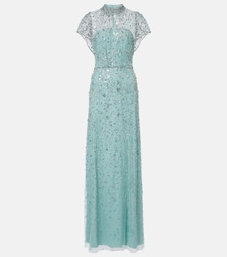 Jenny Packham Abito lungo Crystal Drop con perline