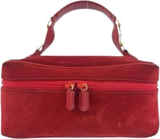Gucci Pre-owned Suede Horsebit Vanity Handbag - Dames - Vintage Handtas - Rood - ONE Size - Su&egrave;de - Vintage