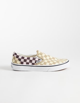 Vans Classic Slip-On sneakers a scacchi beige e viola-Multicolore