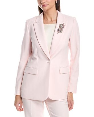 Anne Klein Embellished One Button Peak Lapel Jacket