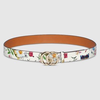Gucci Reversible GG Marmont Belt, White, Leather
