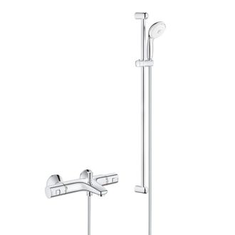 GROHE Tempesta 100 Set Completo De Ducha 3 Jets + Mezclador Termost&aacute;tico De 1/2 Para Ba&ntilde;era/ducha, Cromo (34598000-28789002) - Grohe