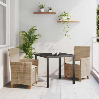vidaXL Conjunto De Comedor De Jard&iacute;n 3 Pcs Beige Rat&aacute;n Sint&eacute;tico Vidaxl