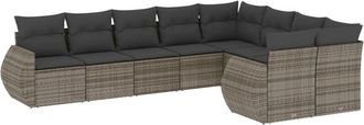 vidaXL Set De Muebles De Jard&iacute;n 9 Pzas Y Cojines Rat&aacute;n Sint&eacute;tico Gris Vidaxl