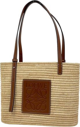Loewe Brown Raffia Leather Basket Tote Bag (Pre-Owned)