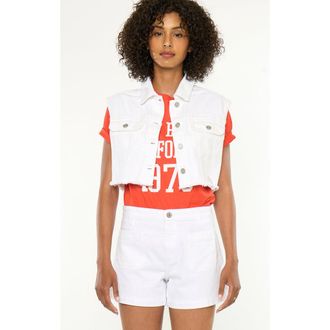Kancan Shay Cropped 90s Denim Vest in White at Nordstrom, Size X-Large