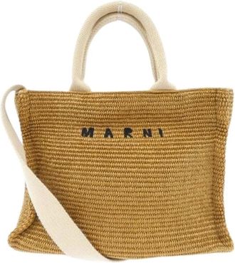 Marni Pre-owned Tote Bags, female, Brown, Size: ONE SIZE Pre-owned East-West Tote Bag Cotton Nylon Tote Bag