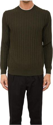 Paolo Pecora Groen Crew Neck Shirt - Heren - Ronde hals truien - Groen - M - Wol - Truien & Vesten