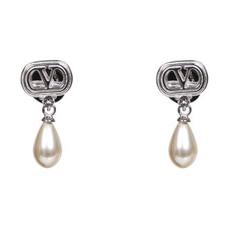 Valentino Garavani Earrings, female, Gray, Size: ONE SIZE Ovalette Earrings