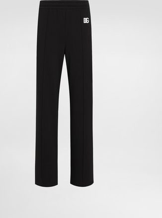 Dolce & Gabbana Flared Jersey Jogging Pants With Dg Logo Embroidery - Woman Pants And Shorts Black 36