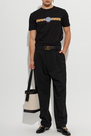 Versace Cotton T-shirt With Print, Mens, Black