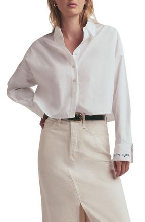 Favorite Daughter The Crop Ex Boyfriend Button-Up Shirt in White at Nordstrom, Size X-Small