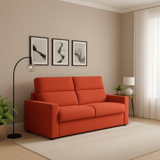Dmora Dmora - Sof&aacute; Cama 2 Plazas Sonico, Sof&aacute; Convertible Para Sal&oacute;n, Acolchado, Desenfundable, Calidad 100% Made In Italy, 200x95 H100 Cm, Naranja