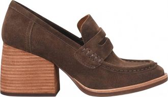 Kork-ease Womens Modeste Suede High-Heel Loafer In Dark Brown
