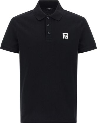 Balmain Black Embroidery Polo Shirt