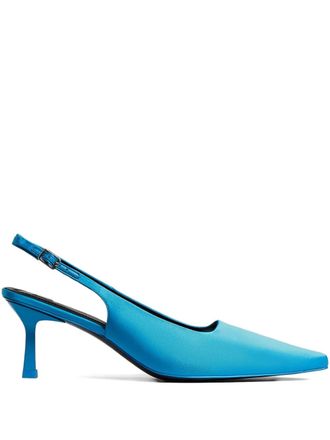 12 Storeez 60mm silk slingback pumps - women - Goat Skin/Silk/Synthetic Rubber - 35 - Blue