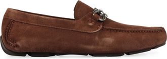 Ferragamo Mens Suede Loafers Brown Calfskin