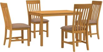 vidaXL Conjunto De Comedor 5 Uds. Gris Madera De Roble S&oacute;lido Vidaxl