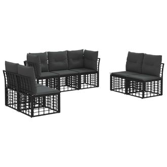 vidaXL Conjunto De Sof&aacute;s De Exterior Negro Poli&eacute;ster Vidaxl