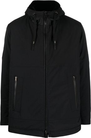 Herno logo-plaque hooded jacket - men - Polyester/Polyester/Polyamide/Polyamide - 54 - Black