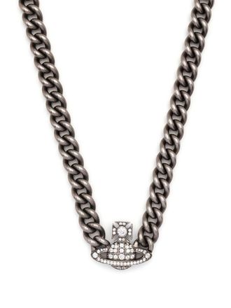 Vivienne Westwood Collana con pendente Orb e cristalli - Argento